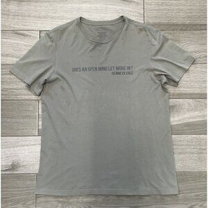 Kenneth Cole Gray tee Does An Open Mind Let More In? Size XL Statement Shirt